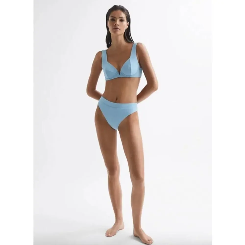 REISS Elise Underwire Bikini Top Size 6 NEW Light Blue $110 Swim Separates